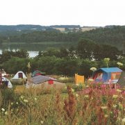 campsite with a view of the lake