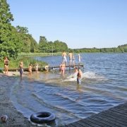 children playing at the beach