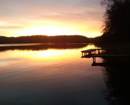 beautiful sunset by the lake